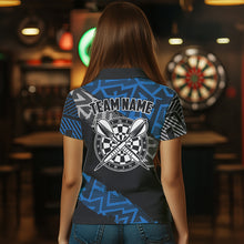 Load image into Gallery viewer, Custom Darts Shirts For Women Personalized Zig-Zag Pattern Dart Jerseys, Cool Dart Shirts |Blue TDM3445