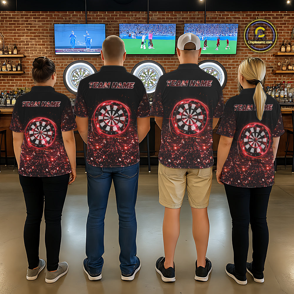 Black And Red Custom Light Darts Polo & Quarter Zip For Women, Darts Jersey Team Outfit TDM5945
