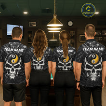 Load image into Gallery viewer, Black US Flag Skull Yin And Yang Custom Billiard Shirts For Women, 8 Ball &amp; 9 Ball Pool Team Jersey TDM6531