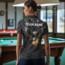 Load image into Gallery viewer, Black US Flag Yin And Yang Custom Eagle Billiard Shirts For Women, 8 Ball &amp; 9 Ball Pool Team Jersey TDM6532