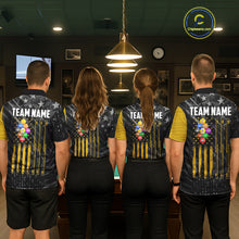 Load image into Gallery viewer, Yellow Black American Flag 9 Ball Pool Men's Billiard Shirt Custom Billiard Jersey Polo, 1/4 Zip TDM6534