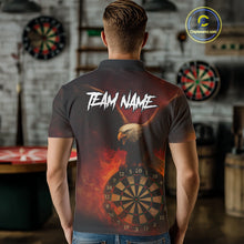 Load image into Gallery viewer, Personalized Fire Flame Eagle Dart Shirts For Men Custom Darts Team Jersey Polo &amp; Quarter Zip TDM4209