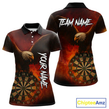 Load image into Gallery viewer, Personalized Fire Flame Eagle Dart Shirts For Women Custom Darts Team Jersey Polo &amp; Quarter Zip TDM4209