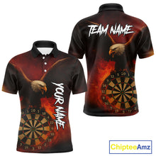 Load image into Gallery viewer, Personalized Fire Flame Eagle Dart Shirts For Men Custom Darts Team Jersey Polo &amp; Quarter Zip TDM4209
