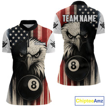 Load image into Gallery viewer, Personalized Vintage American Flag Eagle Billiard Shirt For Women Custom Patriotic Pool Team Jerseys TDM4211