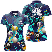 Load image into Gallery viewer, Personalized Blue Billiard Balls Women Polo And Quarter-Zip Shirts, Colorful Billiard Jerseys Shirts TDM2042