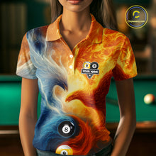 Load image into Gallery viewer, Personalized Water Fire Phoenix Yin Yang 8&amp;9 Ball Billiard Shirt For Women, Billiard Team Jerseys TDM4372