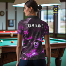Load image into Gallery viewer, Purple 8 Ball Pool Thunder Lightning Billiard Shirt For Women Custom Billiard League Team Jerseys TDM4374