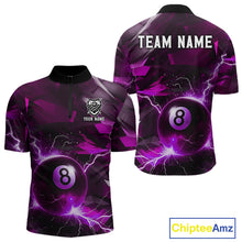 Load image into Gallery viewer, Purple 8 Ball Pool Thunder Lightning Billiard Shirt For Men Custom Billiard League Team Jerseys TDM4374