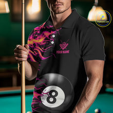 Load image into Gallery viewer, Pink Fire Flame 8 Ball Pool Billiard Shirt For Men Custom Billiard Team Jersey Polo &amp; 1/4 Zip TDM4376