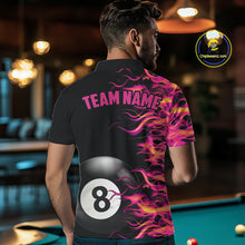 Load image into Gallery viewer, Pink Fire Flame 8 Ball Pool Billiard Shirt For Men Custom Billiard Team Jersey Polo &amp; 1/4 Zip TDM4376
