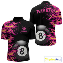Load image into Gallery viewer, Pink Fire Flame 8 Ball Pool Billiard Shirt For Men Custom Billiard Team Jersey Polo &amp; 1/4 Zip TDM4376