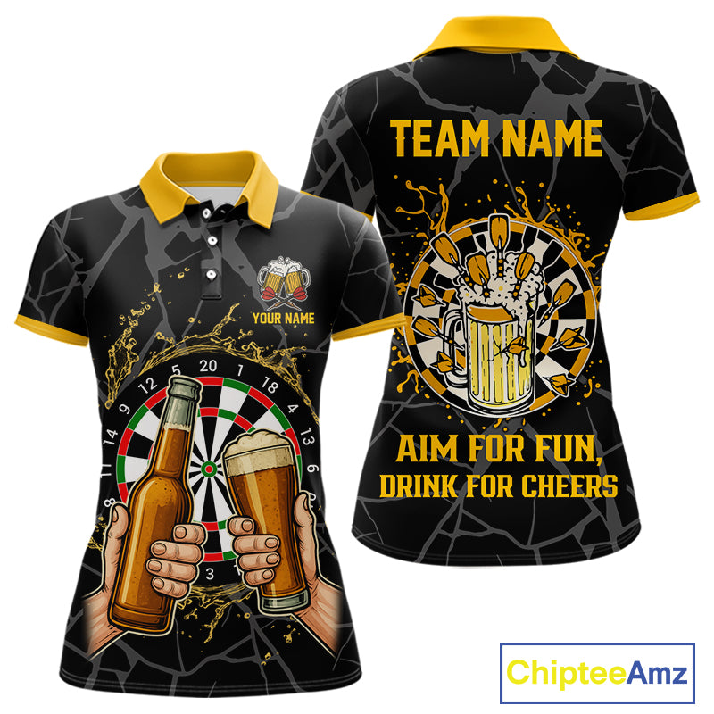 Funny Darts And Beer Aim For Fun Drink For Cheer Custom Women Darts Shirts, Drinking Darts Jerseys TDM4380