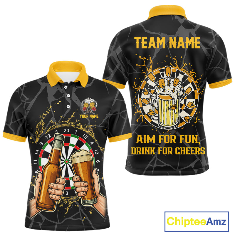 Funny Darts And Beer Aim For Fun Drink For Cheer Custom Men Darts Shirts, Drinking Darts Jerseys TDM4380