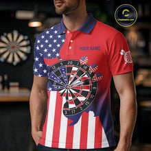 Load image into Gallery viewer, American Flag Dartboard Patriotic Darts Shirt For Men Custom Darts Team Jersey Polo &amp; 1/4 Zip TDM4608