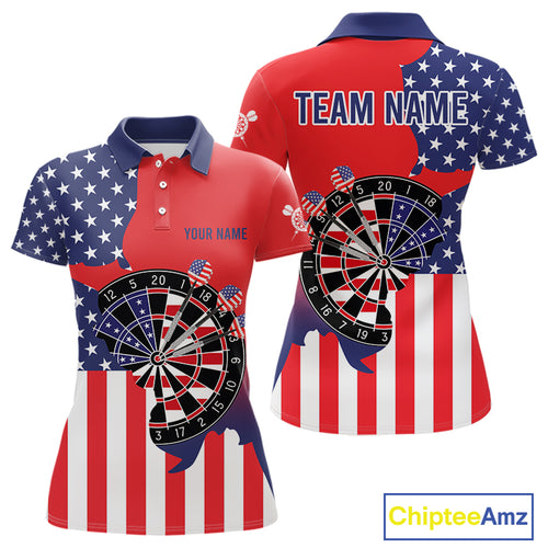 American Flag Dartboard Patriotic Darts Shirt For Women Custom Darts Team Jersey Polo & 1/4 Zip TDM4608