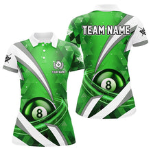Load image into Gallery viewer, Customized Lightning Green 8 Ball Pool Women Billiard Polo &amp; 1/4 Zip Shirts, Billiard Team Jerseys TDM2521