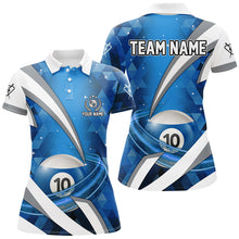 Load image into Gallery viewer, Custom Lightning Blue 10 Ball Pool Women Polo &amp; 1/4 Zip Billiard Shirts, 10 Ball Billiard Team Jersey TDM2522