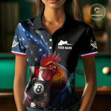 Load image into Gallery viewer, American Flag Rooster 8 Ball Women Billiard Polo &amp; 1/4 Zip Custom Patriotic Team Billiard Jersey TDM5238