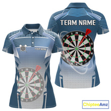 Load image into Gallery viewer, Blue Dartboard Lights Custom Darts Polo &amp; Quarter Zip For Women, Personalized 3D Darts Team Jersey TDM5497