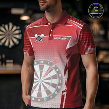 Load image into Gallery viewer, Red Dartboard Lights Custom Darts Polo &amp; Quarter Zip For Men, Personalized 3D Darts Team Jersey TDM5498