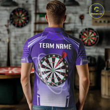 Load image into Gallery viewer, Purple Dartboard Lights Custom Darts Polo &amp; Quarter Zip For Men, Personalized 3D Darts Team Jersey TDM5499