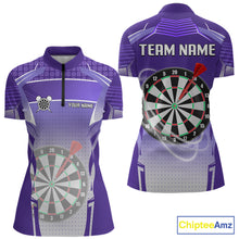 Load image into Gallery viewer, Purple Dartboard Lights Custom Darts Polo &amp; Quarter Zip For Women, Personalized 3D Darts Team Jersey TDM5499