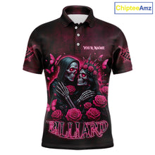 Load image into Gallery viewer, Customized Skeleton And Roses Gothic Romance Billiard Shirt For Men, Valentine 8 Ball Pool Jersey TDM5749