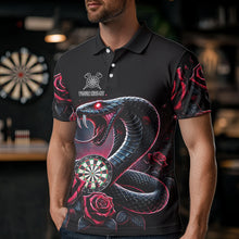 Load image into Gallery viewer, Personalized Rose And Dartboard Custom Cobra Snake Dart Shirt For Men, Dart Jerseys Polo &amp; 1/4 Zip TDM3749