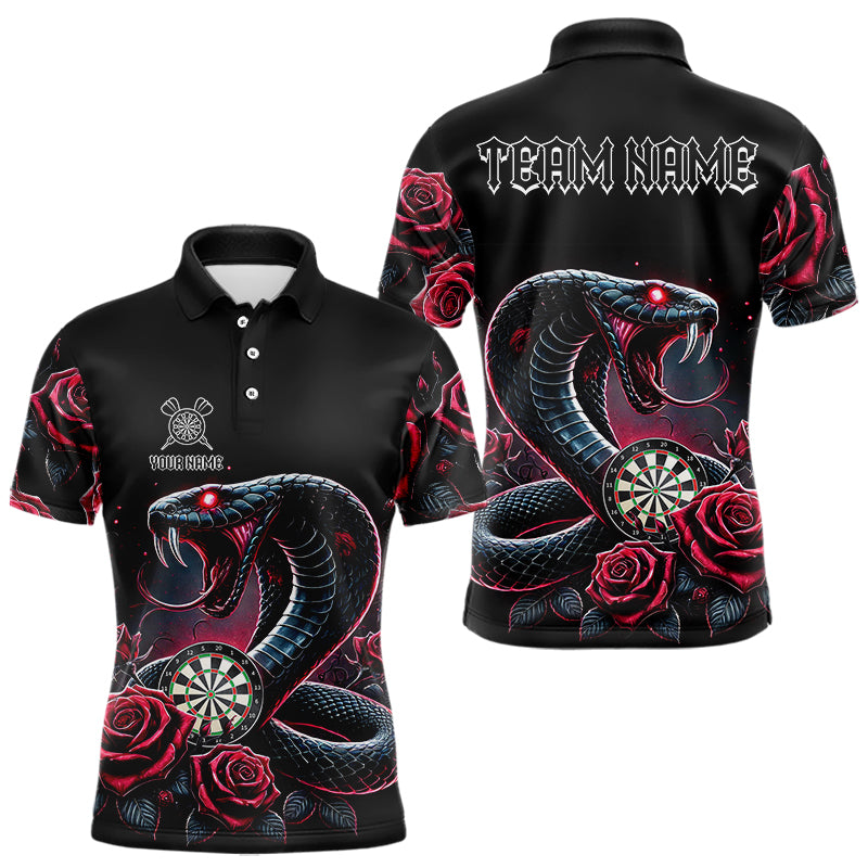 Personalized Rose And Dartboard Custom Cobra Snake Dart Shirt For Men, Dart Jerseys Polo & 1/4 Zip TDM3749