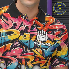 Load image into Gallery viewer, Funny Rooster Graffiti Style Bowling Jersey For Men Custom Bowling Team Jersey Polo &amp; 1/4 Zip TDM6121