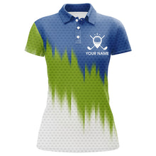 Load image into Gallery viewer, Green And Blue Womens Golf Polo Shirts Custom Name Golf Outfit Women, Great Gifts For A Golfer TDM1844