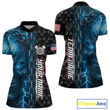 Load image into Gallery viewer, Personalized Blue Darts Skull Thunder Lightning Darts Shirt For Women, US Flag Darts Team Jersey TDM4613