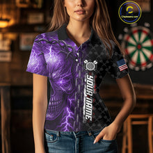 Load image into Gallery viewer, Personalized Purple Darts Skull Thunder Lightning Darts Shirt For Women, US Flag Darts Team Jersey TDM4614