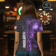 Load image into Gallery viewer, Personalized Purple Darts Skull Thunder Lightning Darts Shirt For Women, US Flag Darts Team Jersey TDM4614