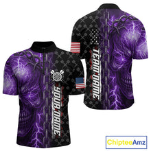 Load image into Gallery viewer, Personalized Purple Darts Skull Thunder Lightning Darts Shirt For Men, US Flag Darts Team Jersey TDM4614