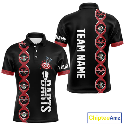 Personalized DNA Darts Shirt For Men Custom Black And Red Funny Darts Jersey Team Polo & 1/4 Zip TDM4617