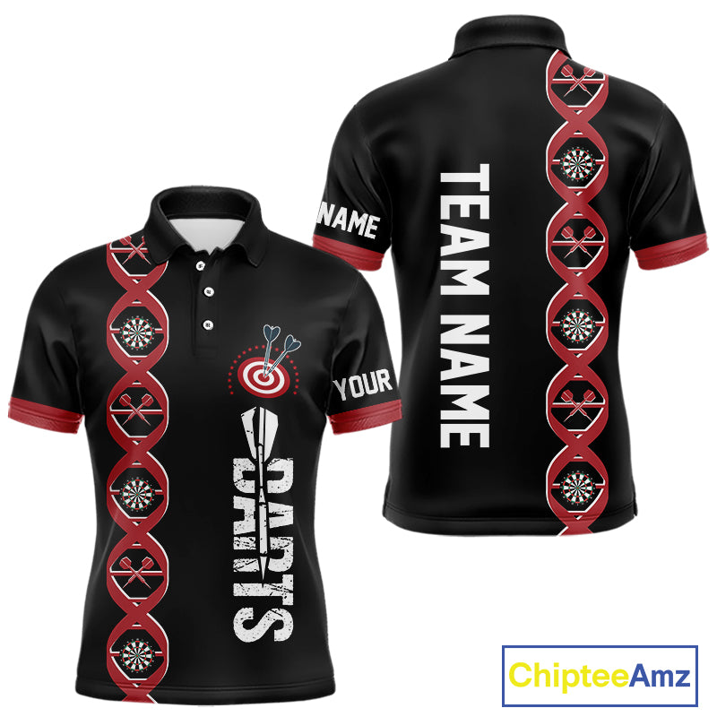 Personalized DNA Darts Shirt For Men Custom Black And Red Funny Darts Jersey Team Polo & 1/4 Zip TDM4617