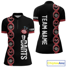 Load image into Gallery viewer, Personalized DNA Darts Shirt For Women Custom Black And Red Funny Darts Jersey Team Polo &amp; 1/4 Zip TDM4617