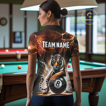 Load image into Gallery viewer, Lightning Thunder Tiger Custom Orange 8 Ball Pool Shirts For Women, Billiard Team League Jerseys TDM4814