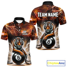 Load image into Gallery viewer, Lightning Thunder Tiger Custom Orange 8 Ball Pool Shirts For Men, Billiard Team League Jerseys TDM4814