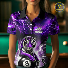 Load image into Gallery viewer, Lightning Thunder Tiger Custom Purple 8 Ball Pool Shirts For Women, Billiard Team League Jerseys TDM4815