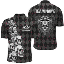 Load image into Gallery viewer, Personalized Wings And Skull Custom Black Argyle Men Darts Shirts, Funny Dart Jerseys Uniform TDM2781