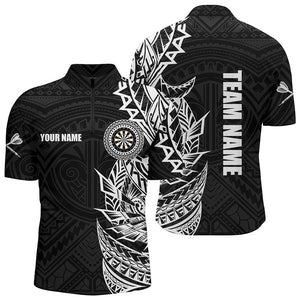 Personalized Black White Tribal Darts Polo & Quarter Zip Custom Dart Shirts For Men Dart Jerseys TDM2782