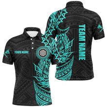 Load image into Gallery viewer, Personalized Turquoise Tribal Darts Polo &amp; Quarter Zip Custom Dart Shirts For Men Dart Jerseys TDM2783