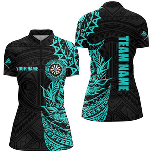 Personalized Turquoise Tribal Darts Polo & Quarter Zip Custom Dart Shirts For Women Dart Jerseys TDM2783