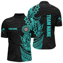 Load image into Gallery viewer, Personalized Turquoise Tribal Darts Polo &amp; Quarter Zip Custom Dart Shirts For Men Dart Jerseys TDM2783