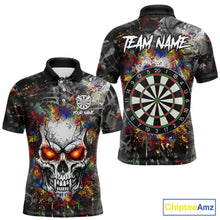 Load image into Gallery viewer, Colorful Grunge Skull Darts Polo &amp; Quarter Zip For Men Custom Darts Team Jersey, Funny Darts Gifts TDM5503