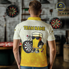 Load image into Gallery viewer, Personalized Yellow Funny Beer Darts Shirt For Men Custom Darts Jersey Team Polo &amp; 1/4 Zip TDM5508