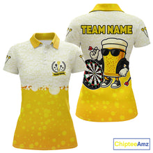 Load image into Gallery viewer, Personalized Yellow Funny Beer Darts Shirt For Women Custom Darts Jersey Team Polo &amp; 1/4 Zip TDM5508